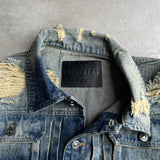 Damaged overdyed loose denim jacket