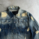 Damaged overdyed loose denim jacket