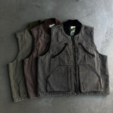 Vintage processed western duck vest