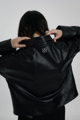 synthetic leather stand blouson
