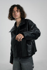 synthetic leather stand blouson