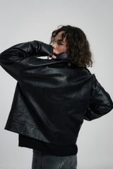 synthetic leather stand blouson