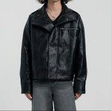 synthetic leather stand blouson