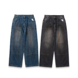 vintage double knee wash denim