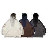 切換尼龍半拉鍊連帽衫