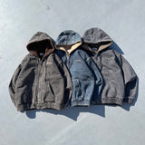 CMT ruler boa denim hooded jacket