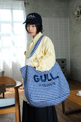 毛足の長いギンガムチェックのひきこもりbag