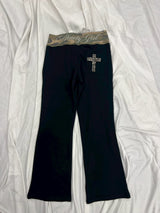 Contrast Rib Waist Straight Pants