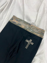 Contrast Rib Waist Straight Pants
