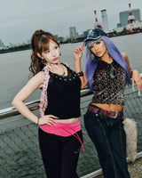 Contrast Rib Waist Straight Pants