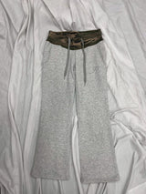 Contrast Rib Waist Straight Pants