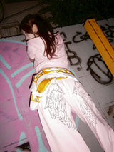 Ninety Girl Sequined Feather Logo Sweat pants