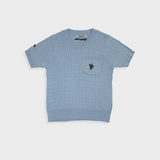 MSB 패치 로고 케이블 니트 탑