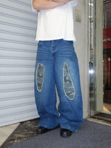 camouflage patch wide denim