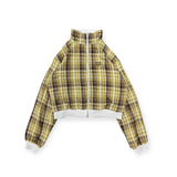 reversible check pattern zip stand