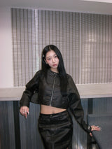 Cropped Fake Leather Jacket