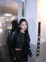 Cropped Fake Leather Jacket