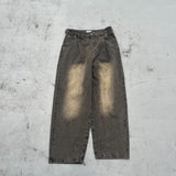 Heisei徽標寬Tuck牛仔褲