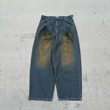 Heisei徽標寬Tuck牛仔褲