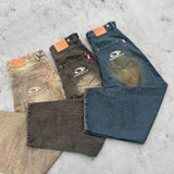 Heisei徽標寬Tuck牛仔褲