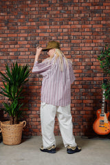 군사 여름 줄무늬 셔츠