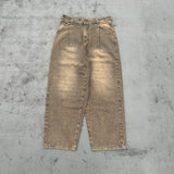 Heisei徽標寬Tuck牛仔褲