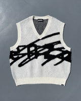 큰 로고 니트 조끼