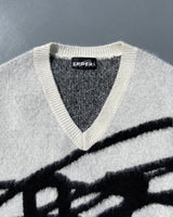 큰 로고 니트 조끼