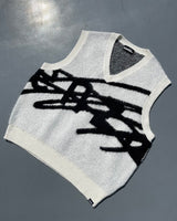 큰 로고 니트 조끼