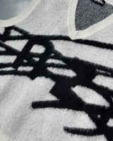 큰 로고 니트 조끼