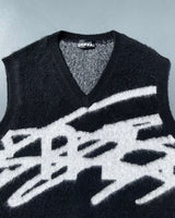 큰 로고 니트 조끼