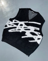 큰 로고 니트 조끼