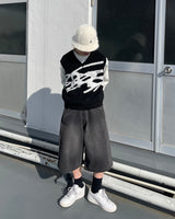 큰 로고 니트 조끼