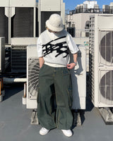 큰 로고 니트 조끼