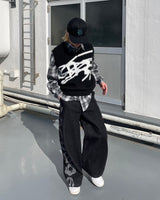 큰 로고 니트 조끼