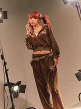 Tiara Logo Velor Pants 【9090girl】