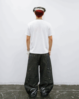 Eyelet denim pants