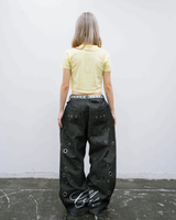 Eyelet denim pants