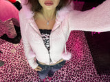Fur Hooded Zip-Up Knit