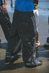 Eyelet denim pants