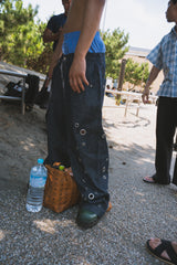 Eyelet denim pants