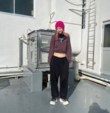 國王徽標樁縫製的拉鍊連帽衫(裁剪)