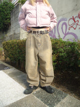 Heisei徽標寬Tuck牛仔褲