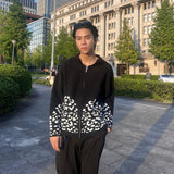 Leopard zip up knit polo