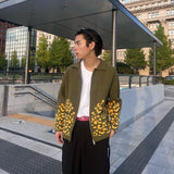 Leopard zip up knit polo