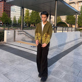 Leopard zip up knit polo