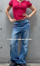 STITCH LOGO STRAIGHT DENIM PANTS