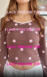 LACE TRIM RIB TOP