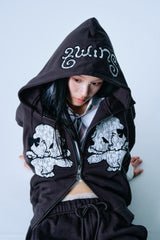 Lace twins logo zip hoodie