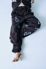 Lace twins logo sweat pants